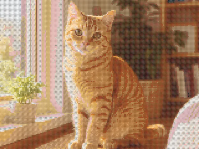 Orange tabby cat photo converted into detailed pet emoji mosaic art