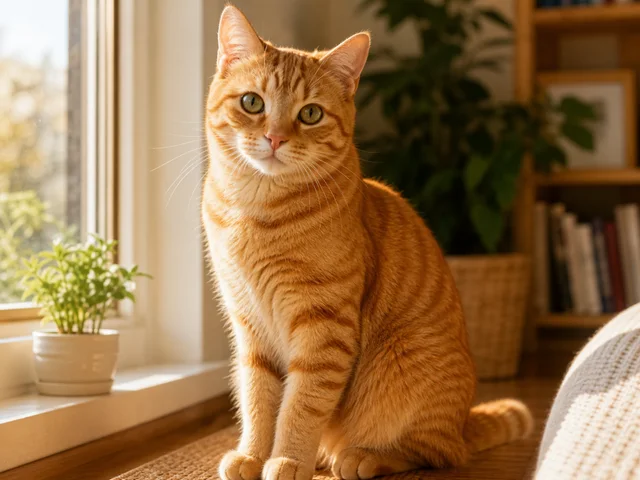 Orange tabby cat photo before pet emoji mosaic conversion